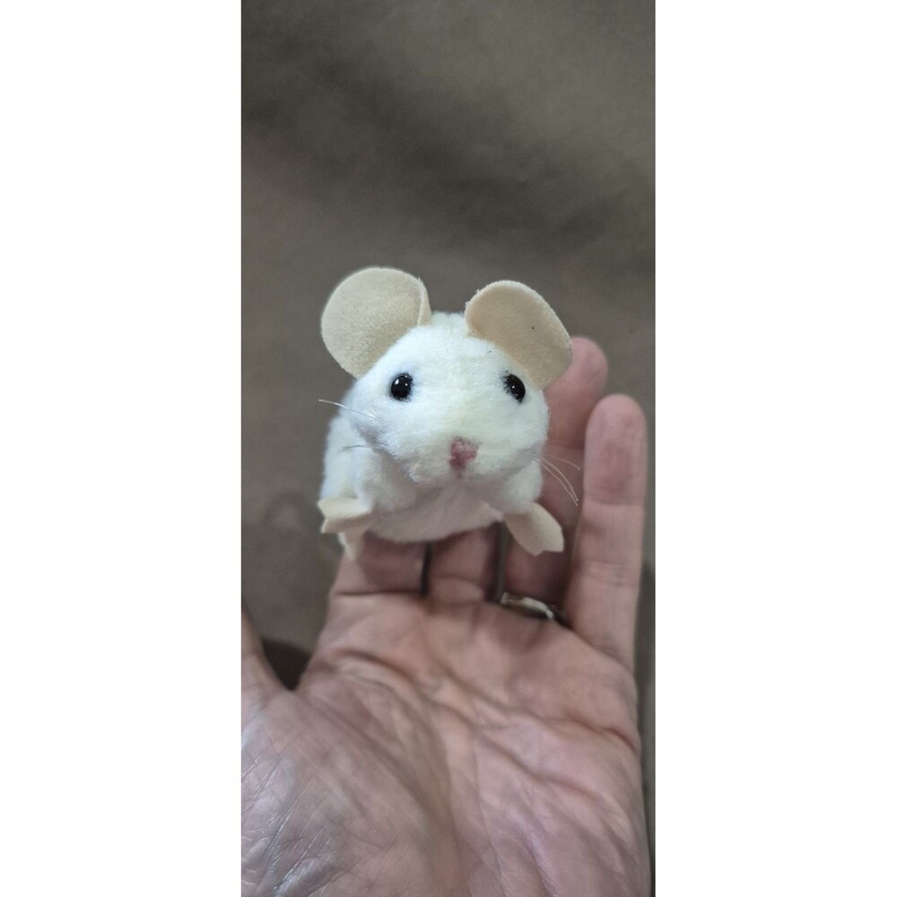 Folkmanis Mini White Mouse Finger Puppet Plush Collectible Whiskers 2.5 Inch EUC